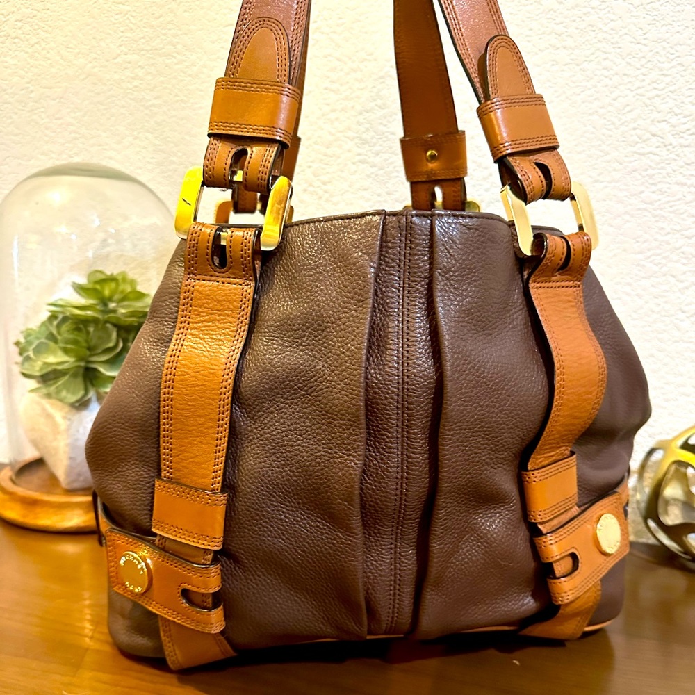 Michael Kors Large Harness Grab Bag Brown and Tan Leather Tote Bag/Work Bag - Picture 3 of 14